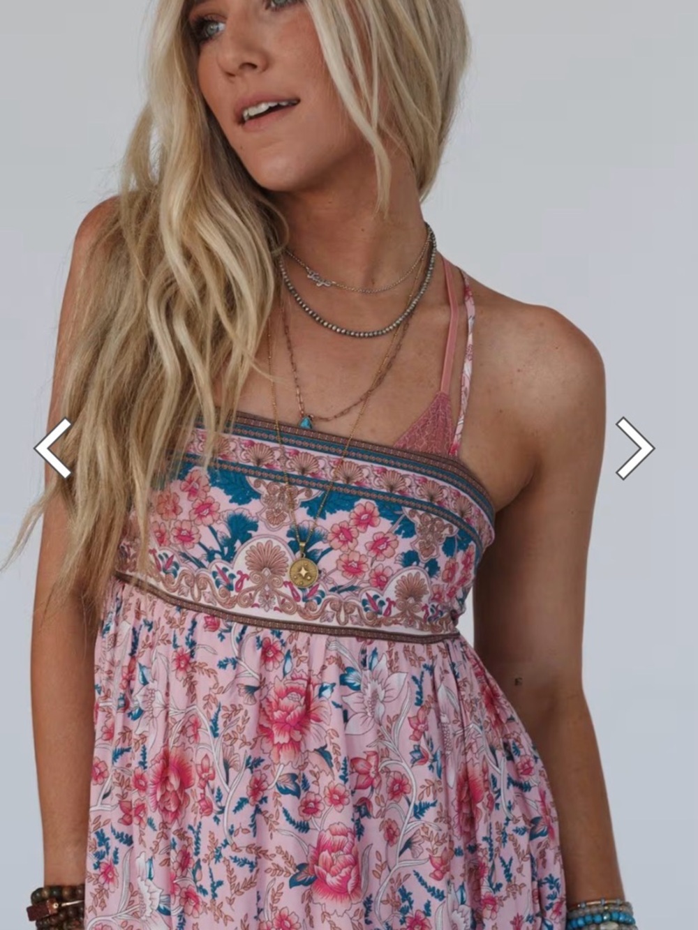 Three Bird Nest Pink Floral Strapless Boho Maxi Dress - Picture 7 of 10